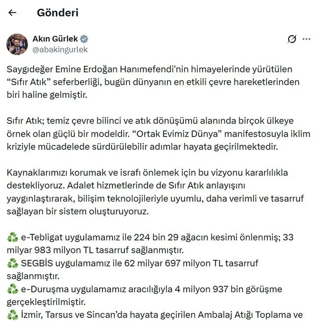 Bakan Gürlek: Adalet hizmetlerinde