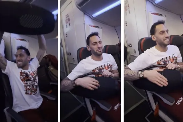 Hakan Çalhanoğlu ve takım arkadaşları,