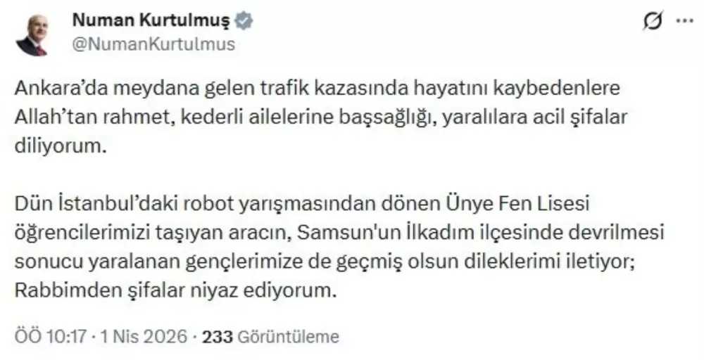 Kurtulmuş'tan Taziye Mesajı - Son Dakika