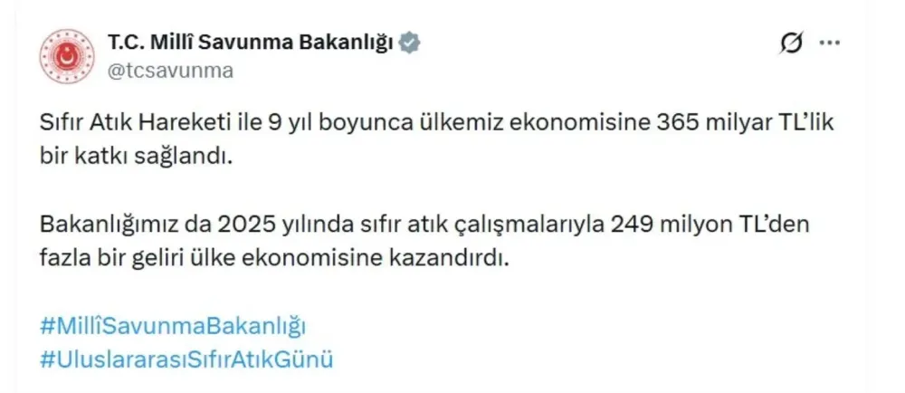 MSB'den Sıfır Atık Açıklaması - Son Dakika