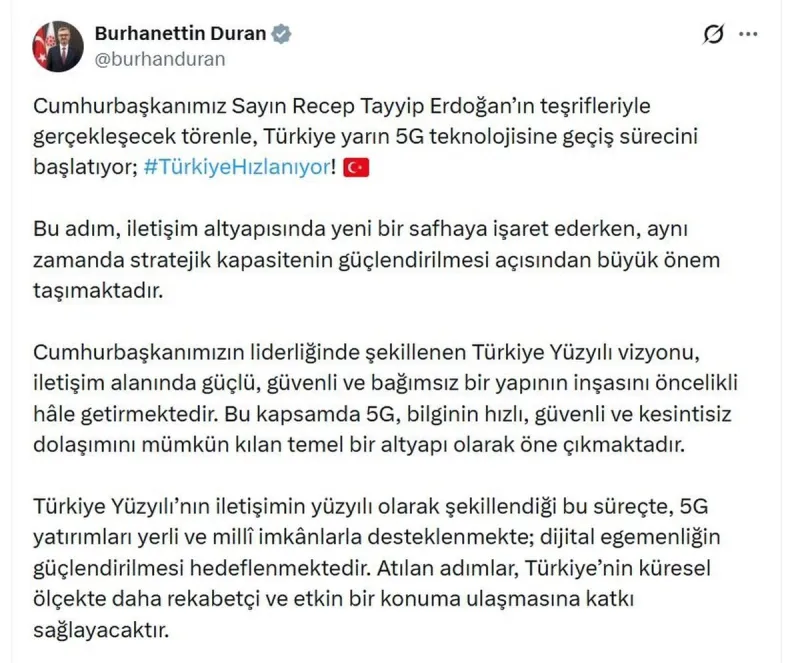 İletişim Başkanı Duran: Dijital egemenliğin güçlendirilmesi hedefleniyor