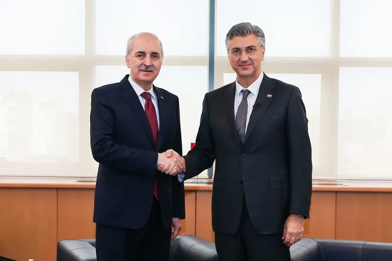 TBMM Başkanı Kurtulmuş, Hırvatistan Başbakanı Plenkovic ile bir araya geldi